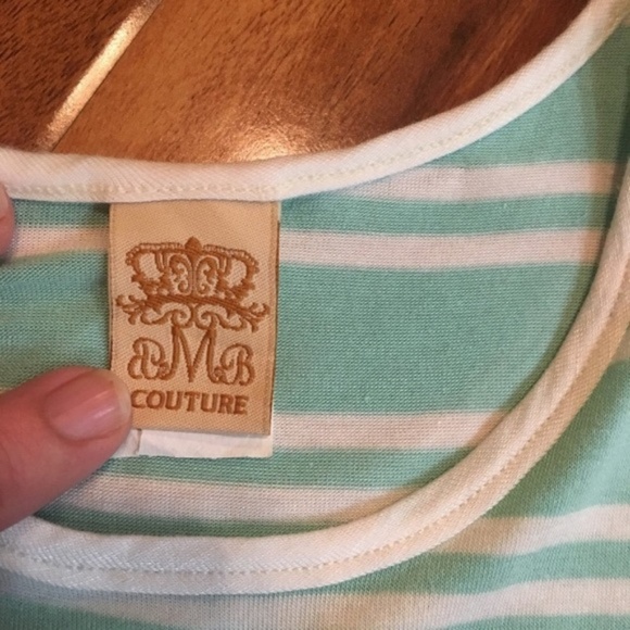 Mia Belle Couture Fringed Teal/Cream Tunic - Picture 5 of 7